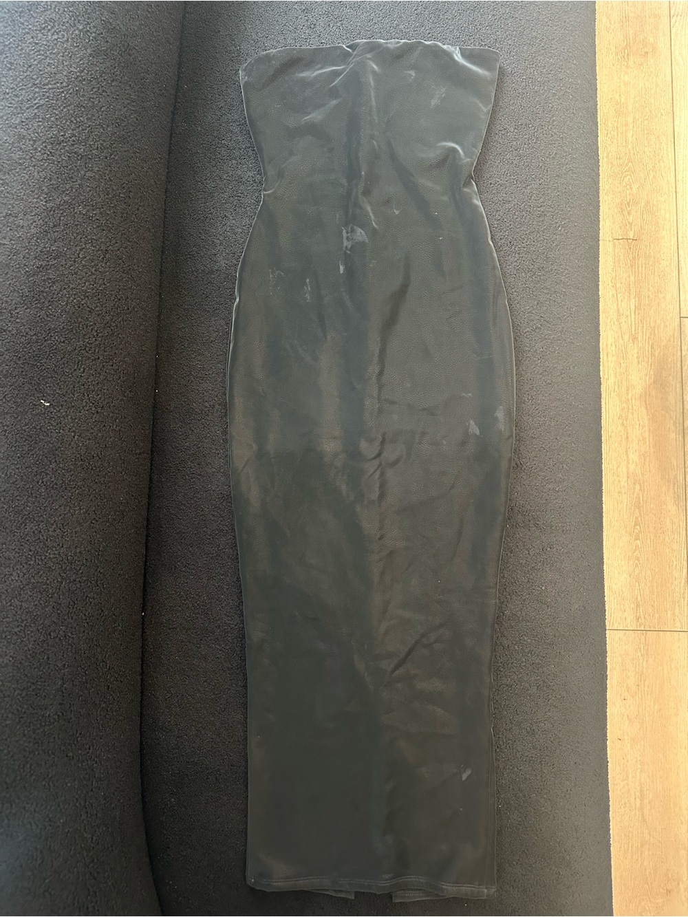 Naked Wardrobe Leather Strapless Bodycon Dress